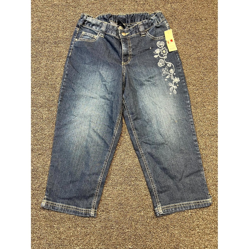 Faded Glory Capri Jeans Women 16 Blue Denim Cotton Stretch Mid Rise Straight Leg